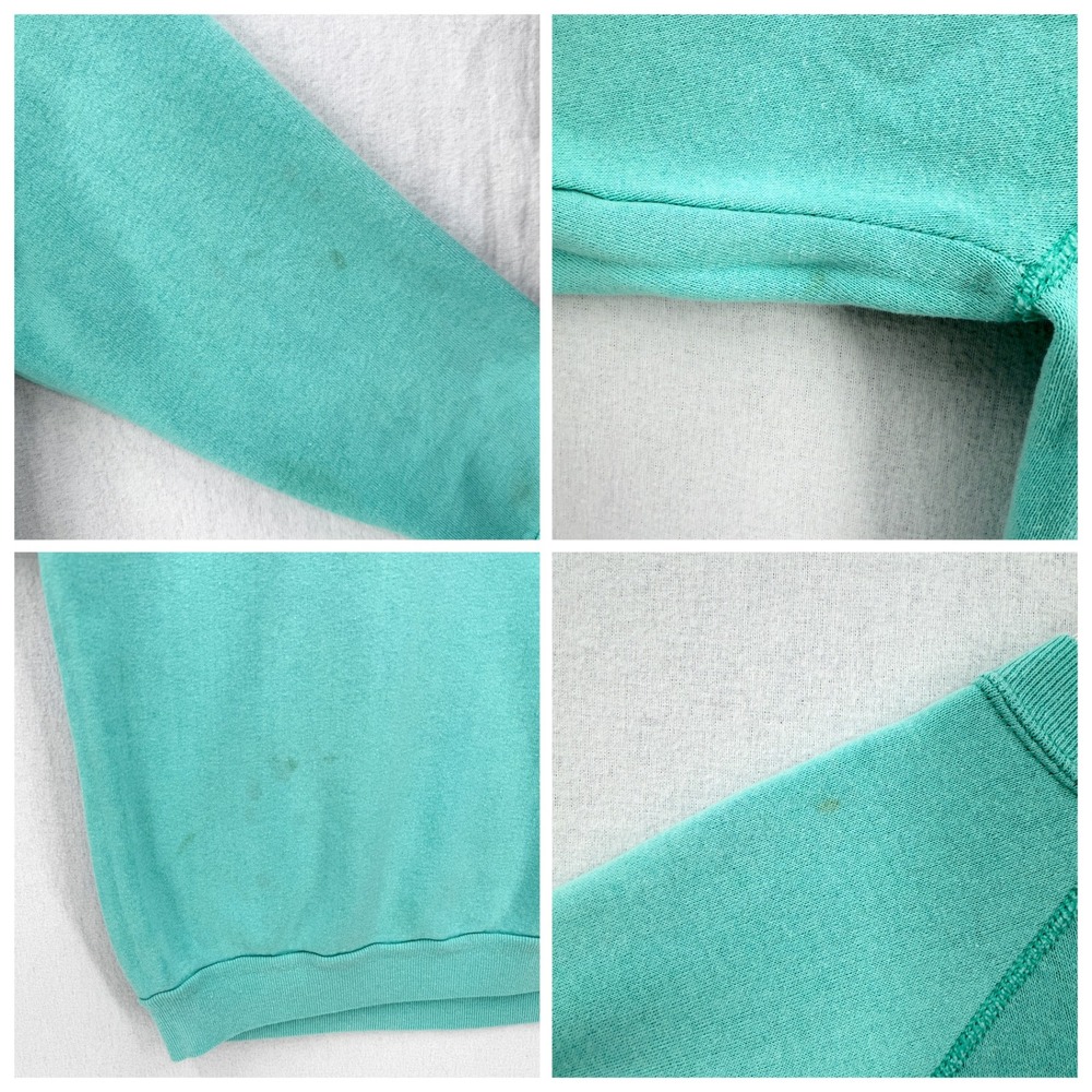 VINTAGE DISNEY Sweatshirt Large Teal Mickey Mouse Castle Balloons Crew Tultex - Picture 14 of 15